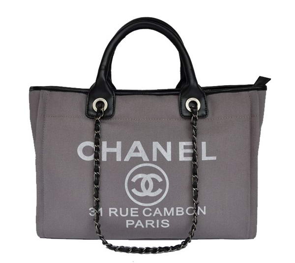 Replica Chanel Medium Canvas Tote Shopping Bag A66941 Grey On Sale